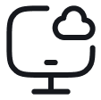 SaaS development icon representing cloud-based software solutions and scalable applications.