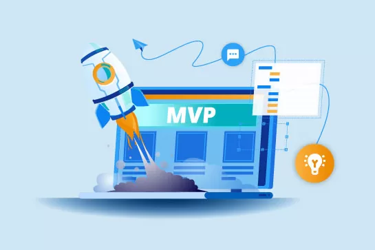 MVP icon representing collaboration in building minimum viable products with tech solutions.